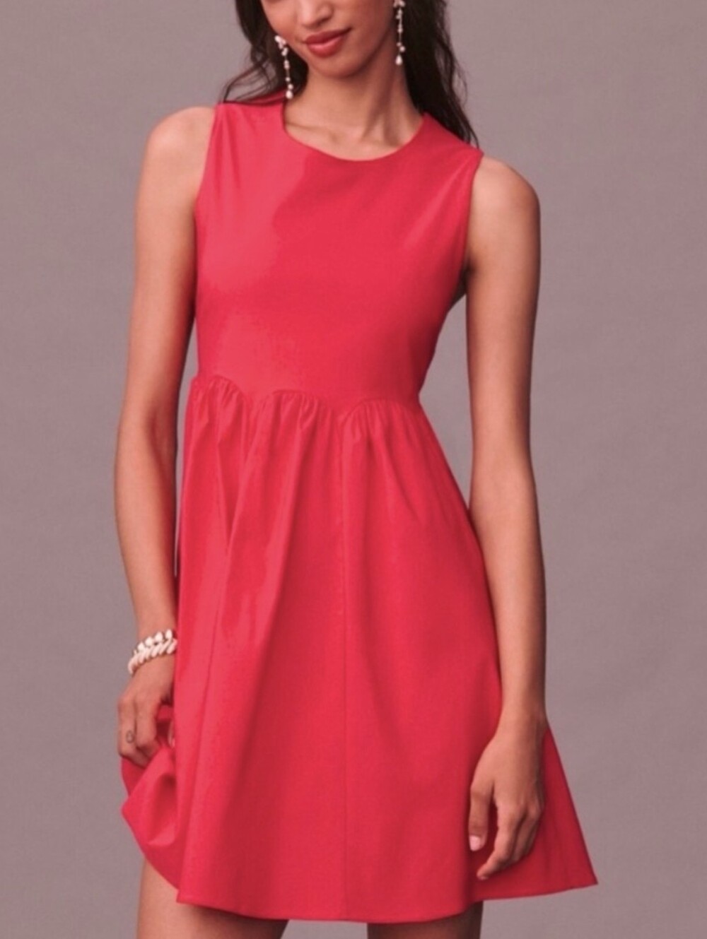 Anthropologie Maeve Sleeveless Keyhole Fit & Flare Dress in Hot Pink - M